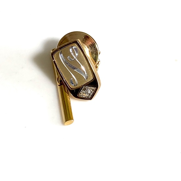 PIERRE CARDIN N Monogram Vintage 60s Tie Tack - Picture 5 of 7